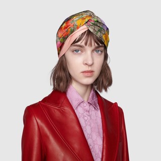 GUCCI hair band letter flower hair band color matching multi-layer silk cross headband counter same headwear