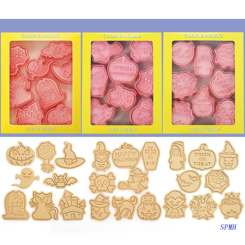 Set 24 Khuôn Làm Bánh Quy Bằng Nhựa PP Kiểu Dáng Hoạt Hình Phong Cách Halloween