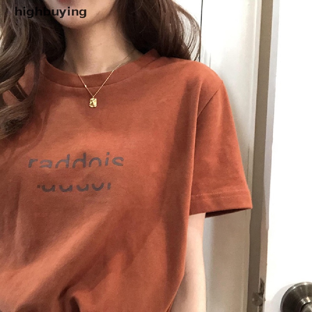 Áo Thun Tay Ngắn Cổ Tròn In Chữ Thời Trang Cho Nữ