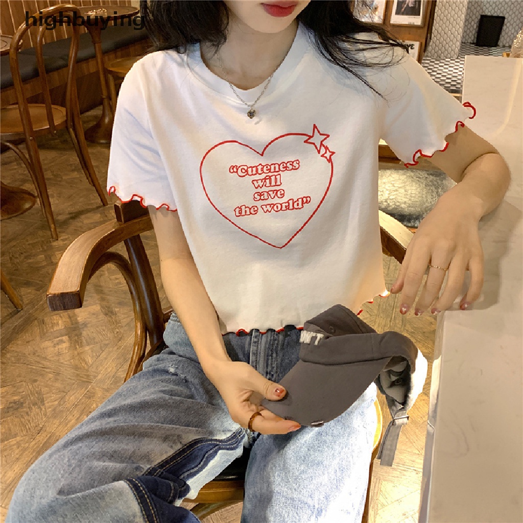 Áo Thun Lửng Ngắn Tay Cổ Tròn In Họa Tiết Belle Thời Trang Mùa Hè Cho Nữ