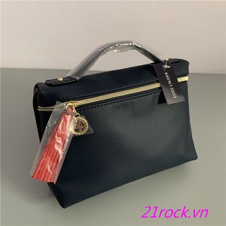 Bán chạy ~ túi đựng mỹ phẩm estee lauder da pu mềm màu xanh navy phong cách mới