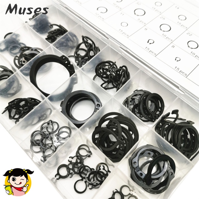 Bộ 225 Vòng Kẹp Chữ C 6mm-32mm Bằng Thép Mangan Chuyên Dụng Chất Lượng Cao