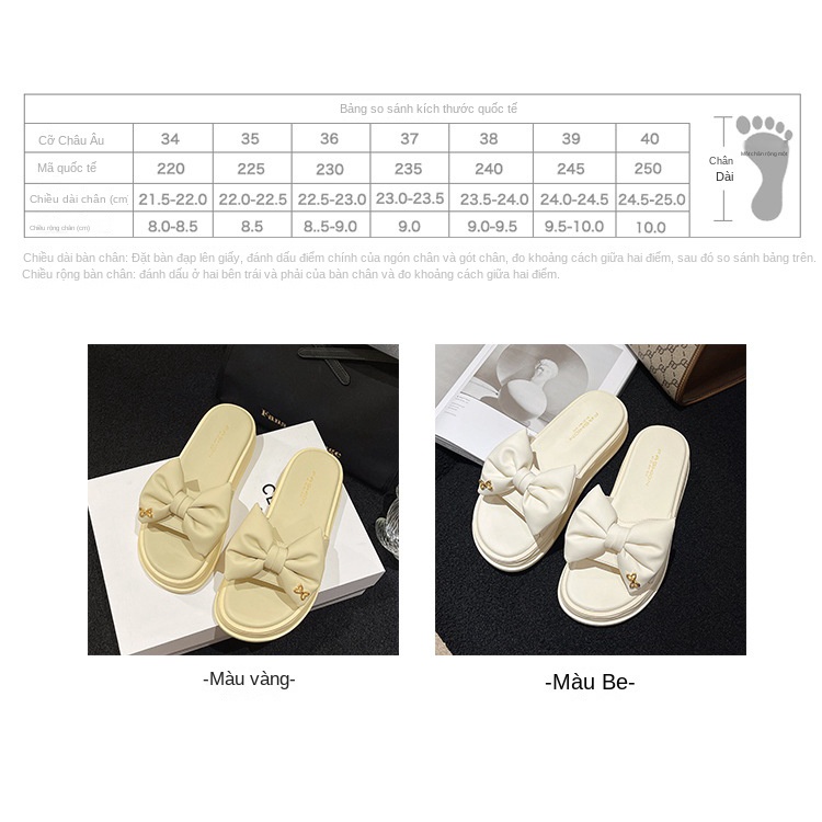 Dép Sandal Đế Dày Quai Ngang Đính Nơ Thời Trang Mùa Hè Hàn Quốc 2023 Cho Nữ