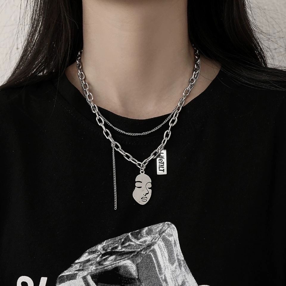 Vòng cổ Bạc sterling Phong Cách niche Âu Mỹ hip hop punk Cá Tính Cho Nam