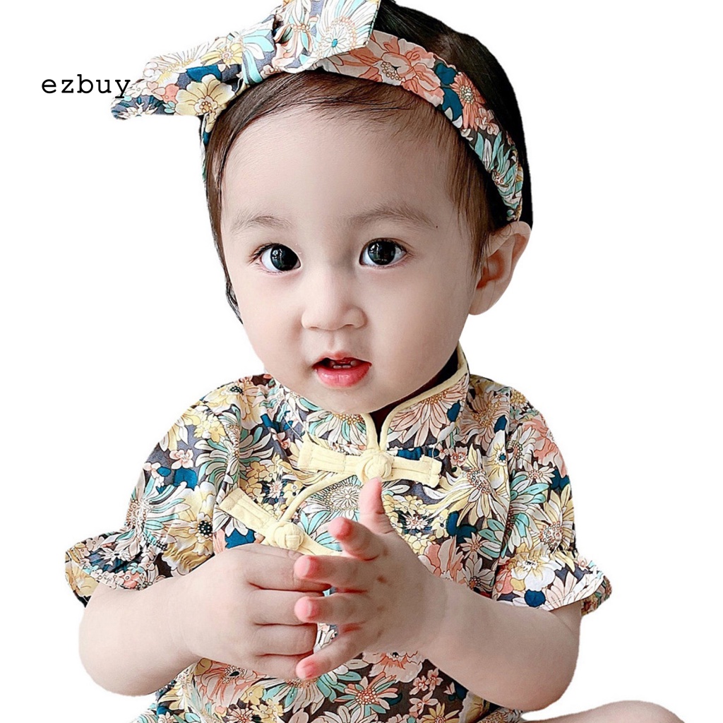 Bộ Áo Liền Quần In Hoa Dáng Rộng Thoáng Khí Thời Trang Mùa Hè Xinh Xắn Cho Bé Gái