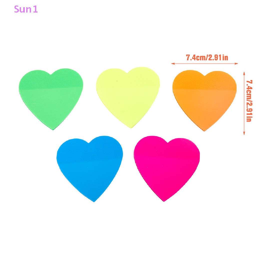 Sun1 > Giấy Ghi Chú Chống Thấm Nước Trong Suốt Họa Tiết Trái Tim Nhiều Màu Sắc Dành Cho Học Sinh / Văn Phòng