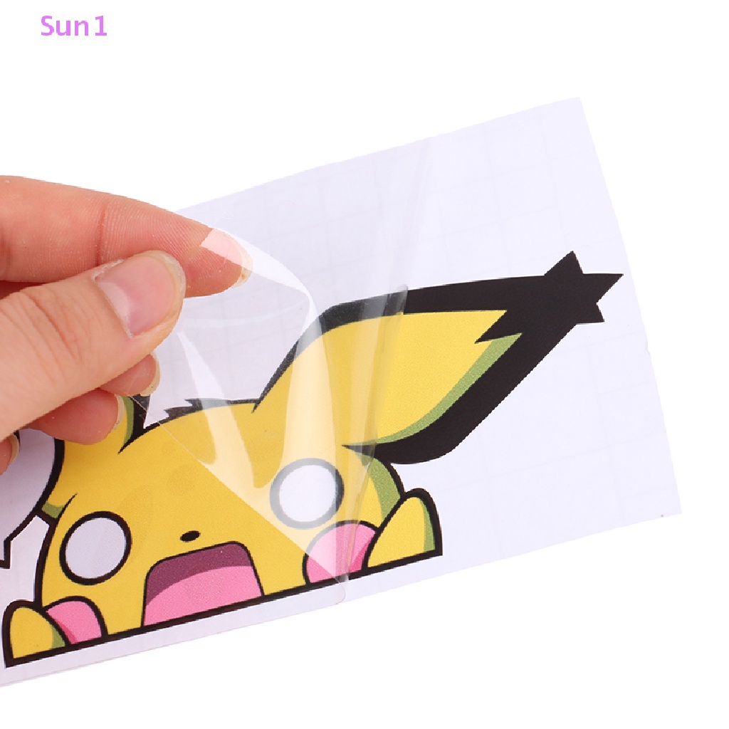 Set 2 Nhãn Dán Hoạt Hình Pikachu Đáng Yêu Chống Nước Trang Trí Cửa Sổ Ô Tô