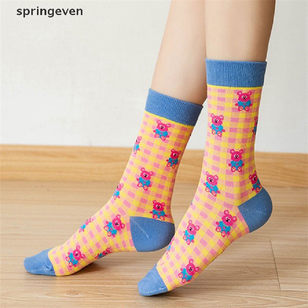 Vớ Cổ Trung In Họa Tiết Hoạt Hình Vui Nhộn Phong Cách Harajuku Nhật Bản Thời Trang Xuân Thu Cho Nữ