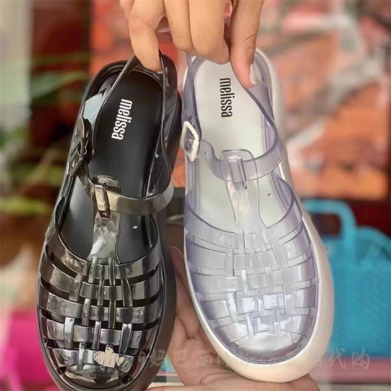 Giày Sandal Đế Dày Bằng Jelly Dệt Rỗng Phong Cách Mới 2023 Cho Nữ