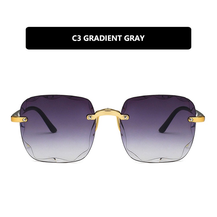 Kính Mát Tròng Vuông Lớn Không Viền Chống Tia UV400 Thời Trang Cho Nữ