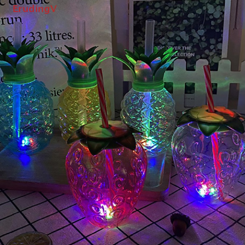 [ErudingV] Bình Nước Nhựa Có Ống Hút Hình Dâu Tây / Dứa Nhỏ Gọn Trang Trí Tiệc Cưới / Sinh Nhật / Tiệc Tắm