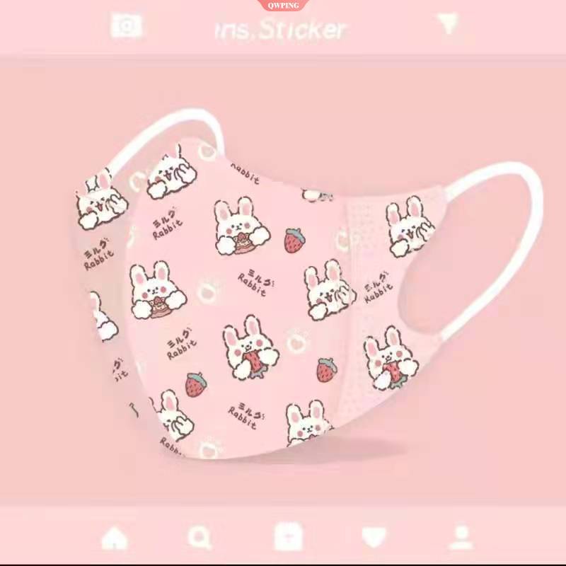 Khẩu Trang In Hoạt Hình Kuromi 3D Dễ Thương Nâng Cơ Mặt Cho Người Lớn