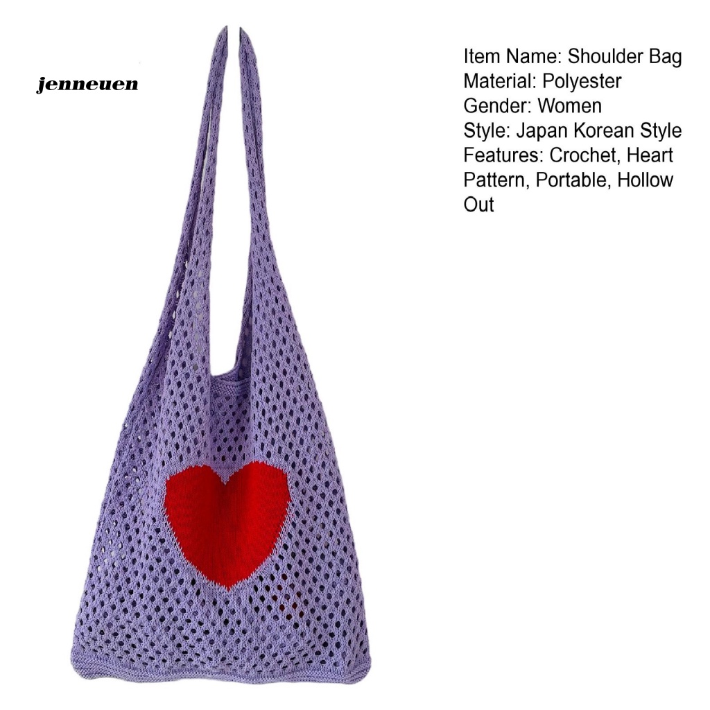 Túi Tote Đeo Vai Họa Tiết Trái Tim Rỗng Sức Chứa Lớn Phong Cách Vintage Cho Nữ