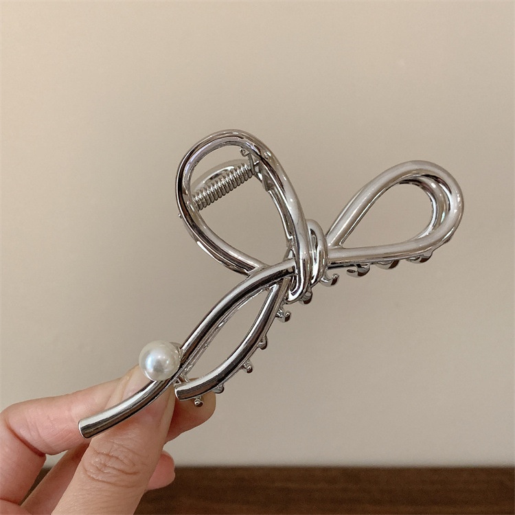 Kẹp Tóc Hình Nơ Đính Ngọc Trai Giả Thanh Lịch Cho Nữ