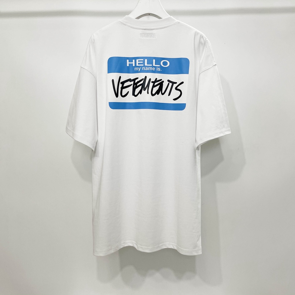 Vetements Áo Thun cotton Tay Ngắn Cổ Tròn In LOGO Chữ Trước Và Sau Thời Trang Cho Nam Và Nữ