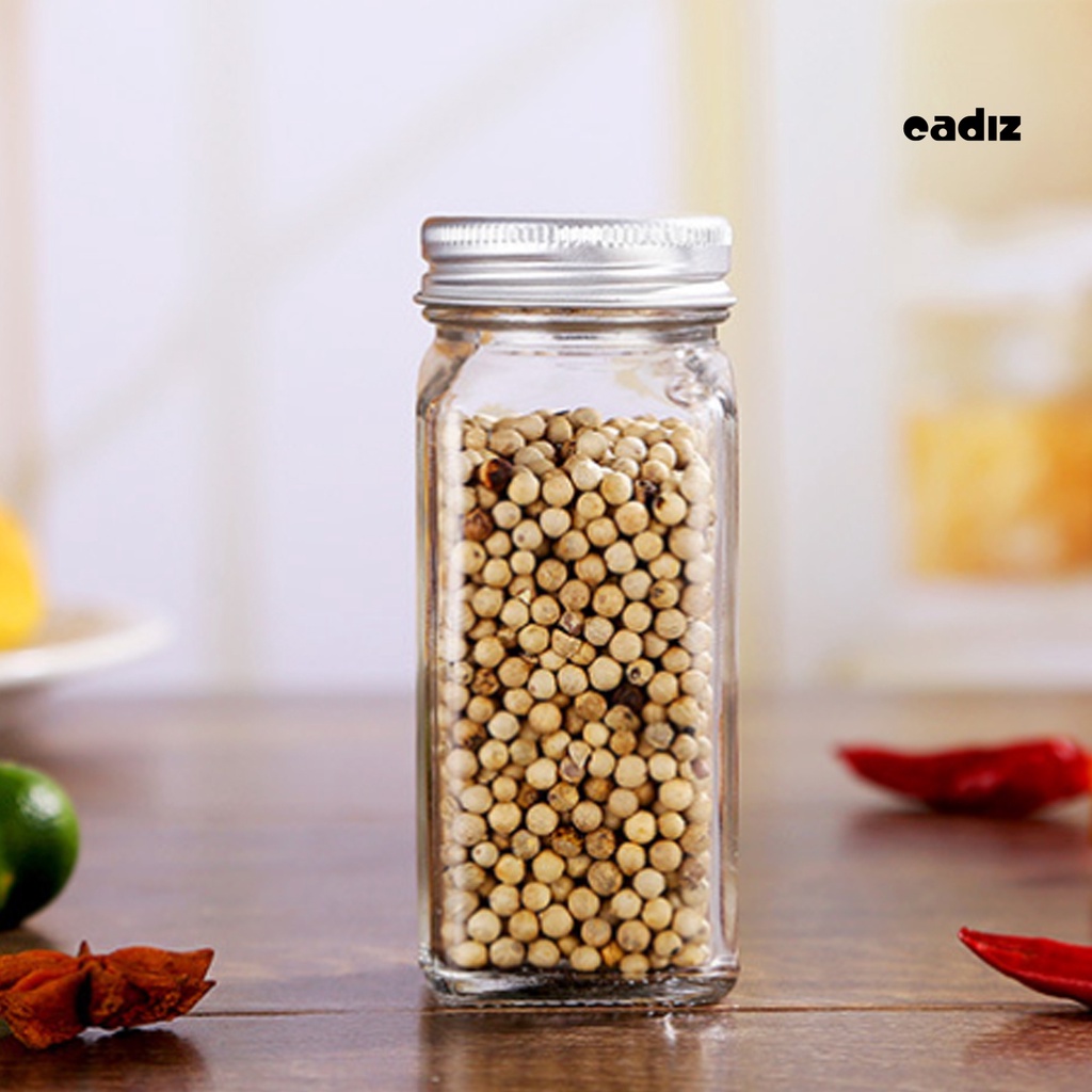 Bộ 5 Lọ Thủy Tinh Vuông Rỗng Chống Ẩm Mốc Đựng Gia Vị Tiết Kiệm Không Gian