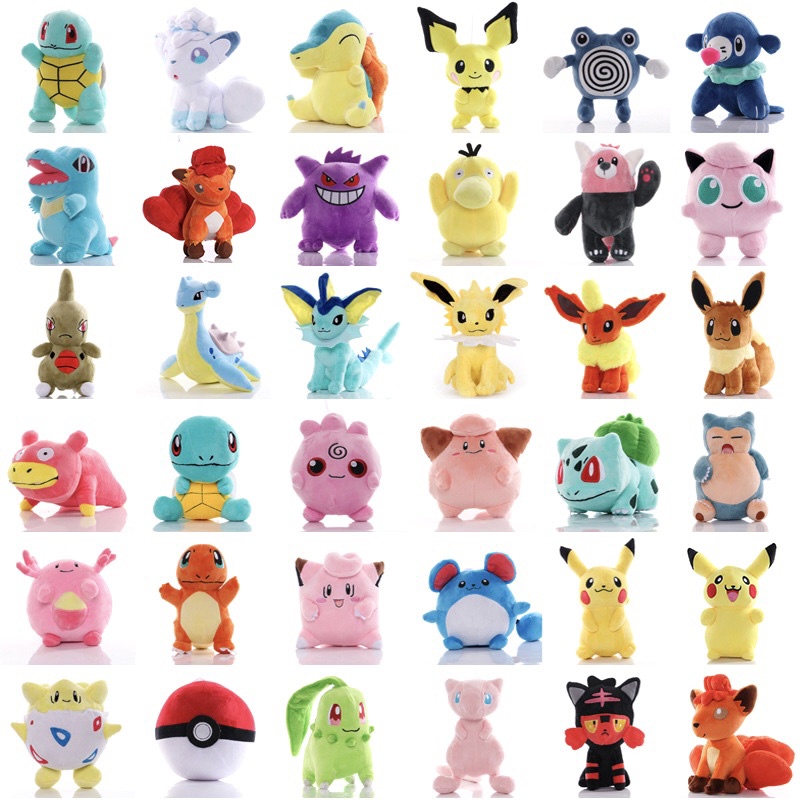 Đồ chơi nhồi bông Hình Pikachu Mew Lucario Eevee Charmander Mewtwo Dễ Thương