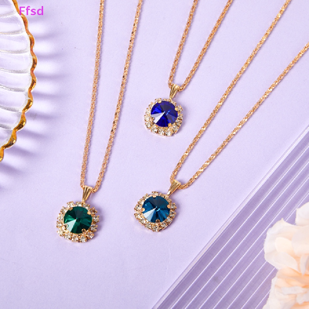 1 Bộ Trang Sức Gồm Vòng cổ / Nhẫn / Bông Tai Pha Lê Tròn Nhiều Màu Thời Trang Hàn Quốc Cho Nữ