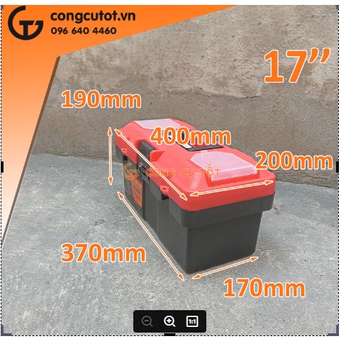 Thùng đồ nghề nhựa cam 19inch  20x22x40cm máy Thái Bảo