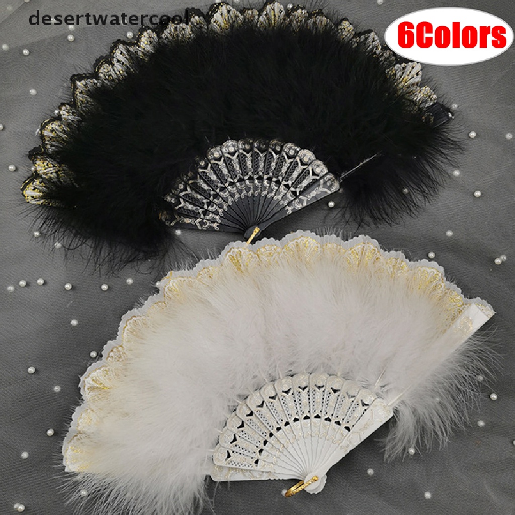 Quạt Xếp Phối Lông Vũ Phong Cách Gothic Lolita