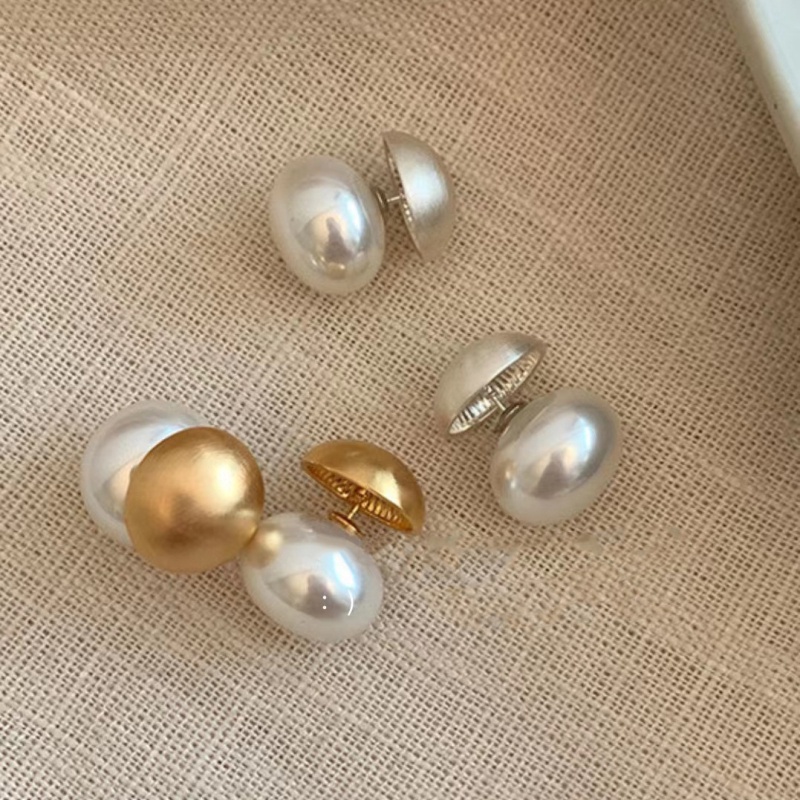 Niche Bông Tai Hai Lớp Bằng Kim Loại Đính Ngọc Trai Cao Cấp Phong Cách Mới 2023