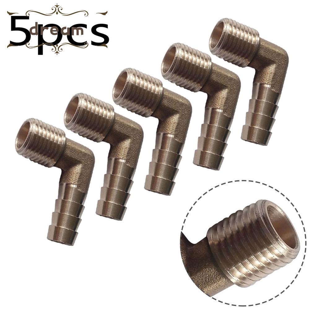 【DREAMLIFE】Elbow Water Pipe 1/4" NPT 5/16" ID 5pcs 90 Degree Brass Pagoda Elbow