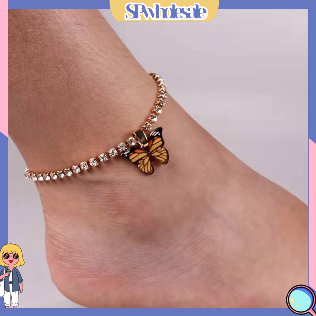 &lt;SPwholesale&gt; Lắc Chân Đính Đá Hình Bướm Có Thể Điều Chỉnh Kích Thước