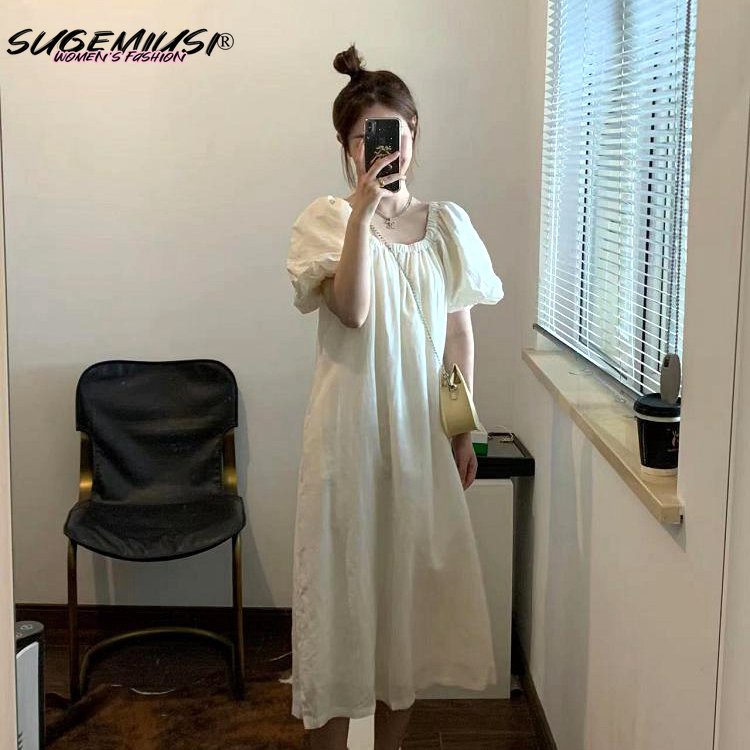 Đầm Dáng Dài Rộng Tay Phồng Thời Trang Mùa Hè Pháp Cho Nữ