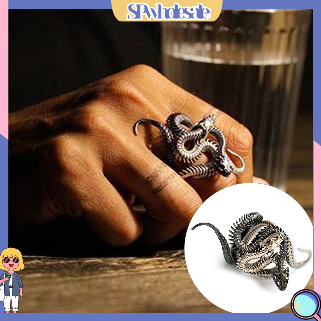 <SPwholesale> Set 2 Nhẫn Đồng Hình Rắn Nhiều Màu Sắc Thời Trang Cho Nam