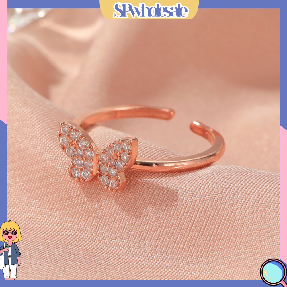 <SPwholesale> Nhẫn Hở Hình Bướm Đính Đá Thời Trang Cho Nữ