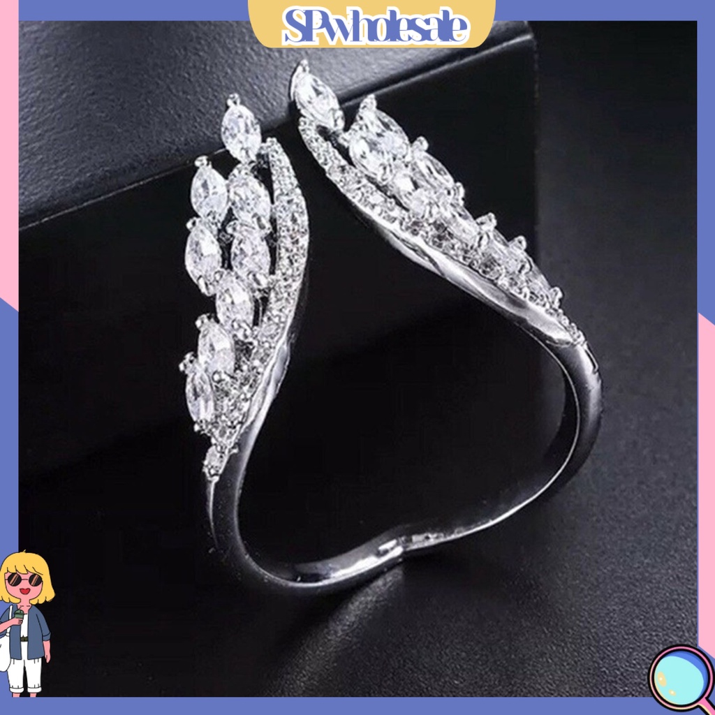 <SPwholesale> Nhẫn Dạng Hở Hình Cánh Lấp Lánh Sáng Bóng Dành Cho Nữ Đính Hôn