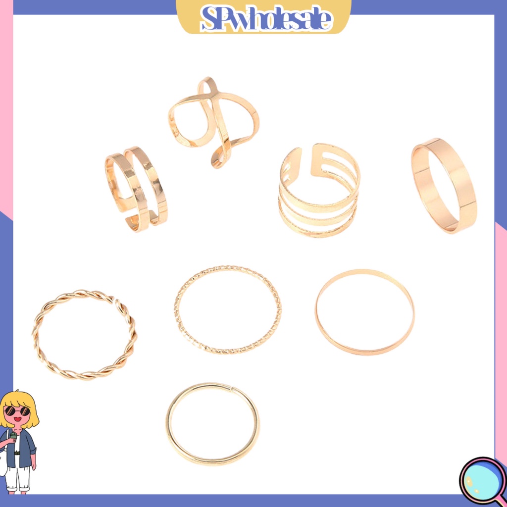<SPwholesale> Bộ 8 Nhẫn Thời Trang Thanh Lịch Dành Cho Nữ