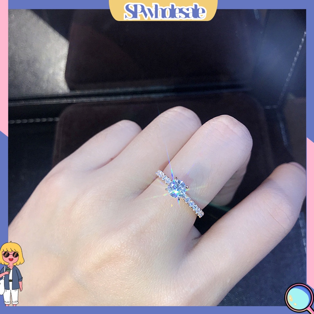<SPwholesale> Nhẫn Đính Đá Lấp Lánh Phong Cách Cổ Điển Cho Cô Dâu