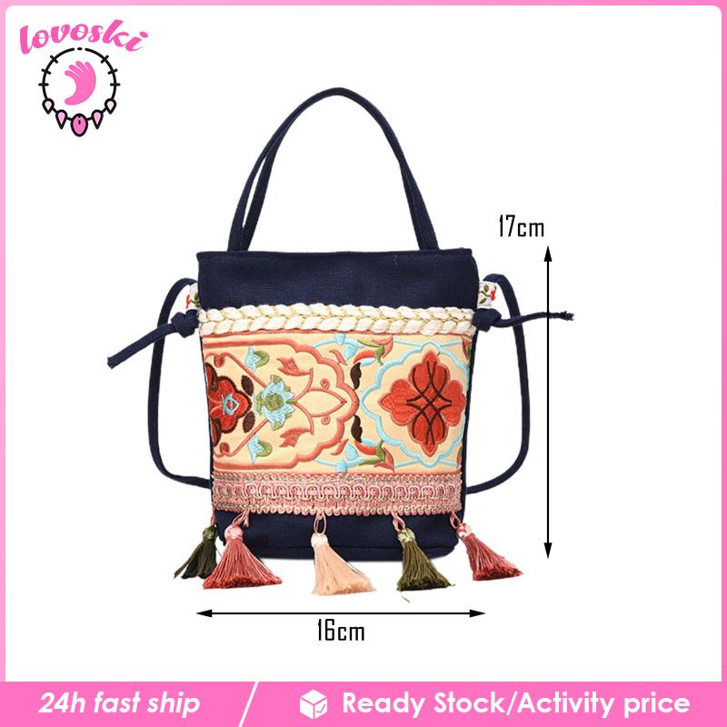 Túi Xách Đeo Vai Vải Bạt Thêu Hình Tua Rua Thời Trang Nữ