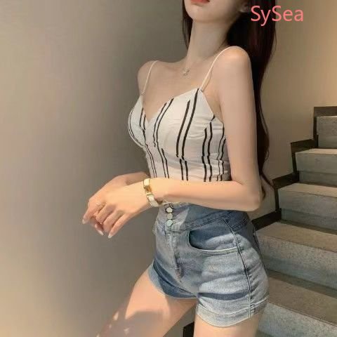 Set Áo Sơ Mi + Áo Hai Dây Chống Nắng Họa Tiết Kẻ Sọc Thời Trang Mùa Hè Cho Nữ