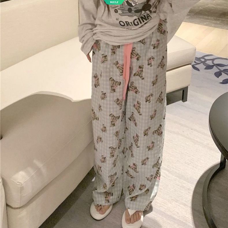 Quần Dài Dáng Rộng Họa Tiết Hoạt Hình Phong Cách Nhật Bản Thời Trang Xuân Thu Cho Nữ