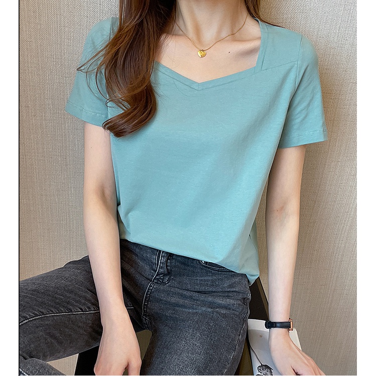 Áo thun SUXI tay ngắn dáng rộng thiết kế đơn giản thời trang mùa hè cho nữ