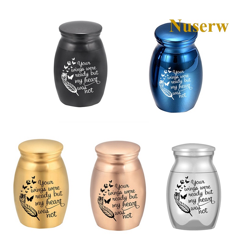 Urns Dụng Cụ Giữ Kỷ Niệm Ashes Mini Bằng Thép Không Gỉ Cho Con Người - Đôi Cánh Của Bạn Đã Sẵn Sàng, Nhưng Trái Tim Tôi Không Phải Là Ashes