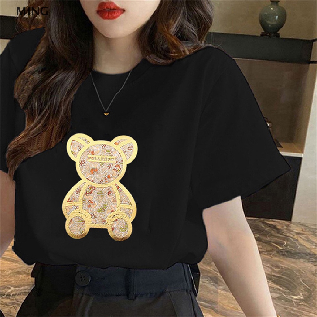 Áo Thun Tay Ngắn Cổ Tròn In Hình Gấu Hoạt Hình Dành Cho Nữ