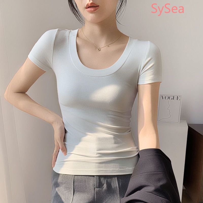 Áo Kiểu Cổ Chữ U Chất Liệu Lụa Lạnh Thời Trang Mùa Hè Cho Nữ