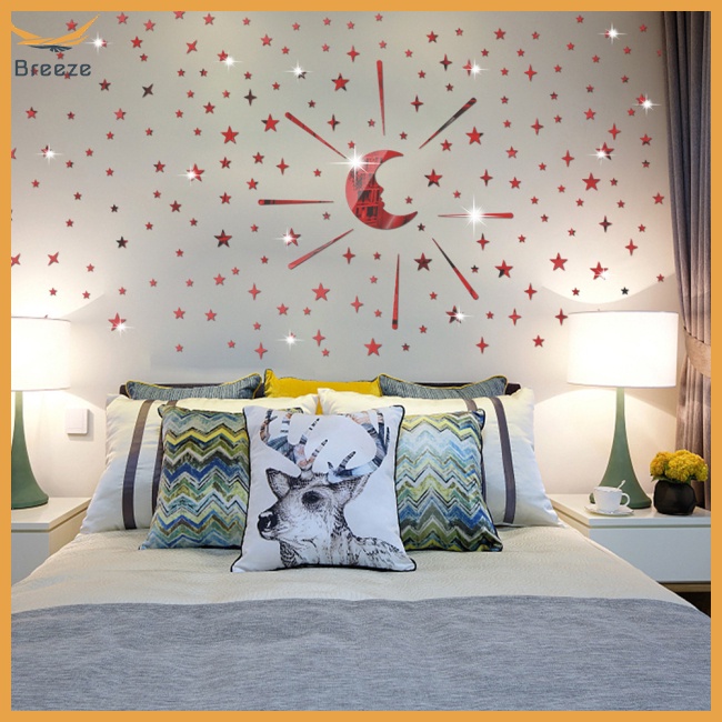 105 Sticker Dán Tường Chống Thấm Nước Tự Dính Hình Trăng Sao 3d Có Thể Tái Sử Dụng