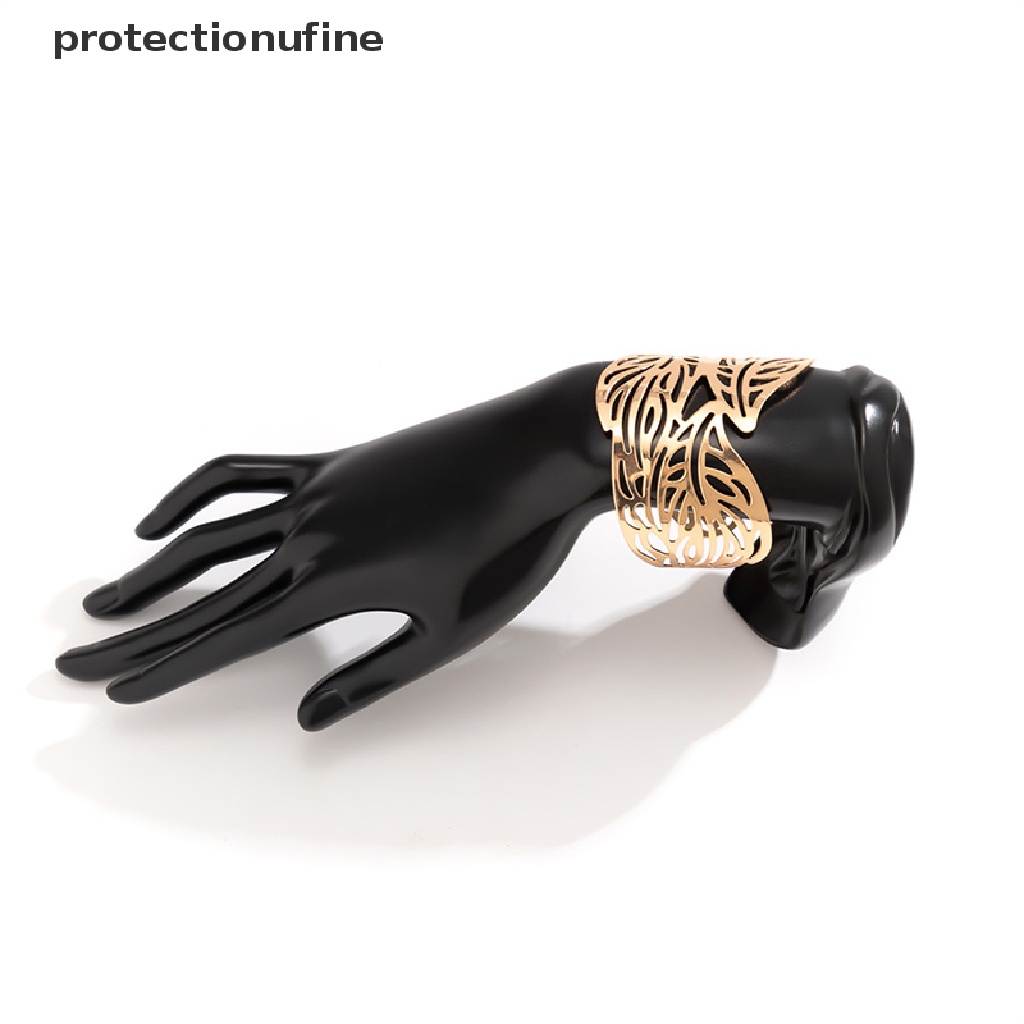 Vòng Đeo Tay Hở Bằng Kim Loại PR3VN Họa Tiết Hoa Lá Điều Chỉnh Được Cho Nữ