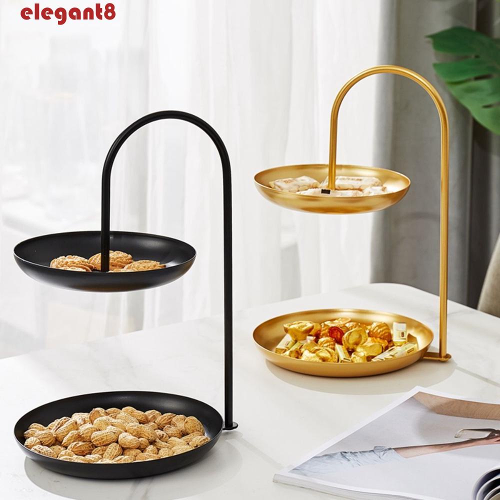 Khay Kim Loại Hai Tầng Đựng Trái Cây / Trang Sức / Món Tráng Miệng Trang Trí Tiệc