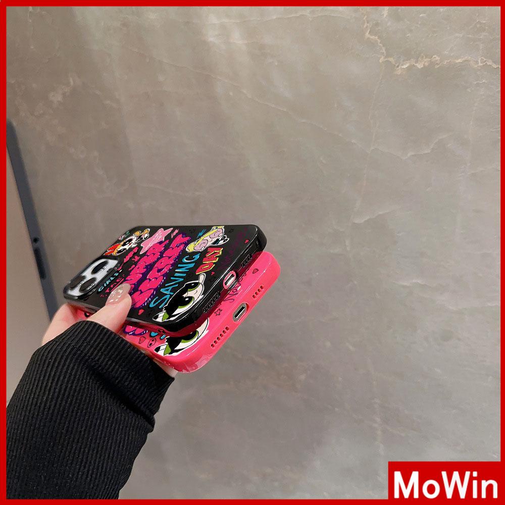 For iPhone 14 Pro Max iPhone Case Black Pink Glossy TPU Soft Case Shockproof Protection Camera Cute Cartoon Compatible with iPhone 13 Pro max 12 Pro Max 11 xr xs max 7Plus 8Plus