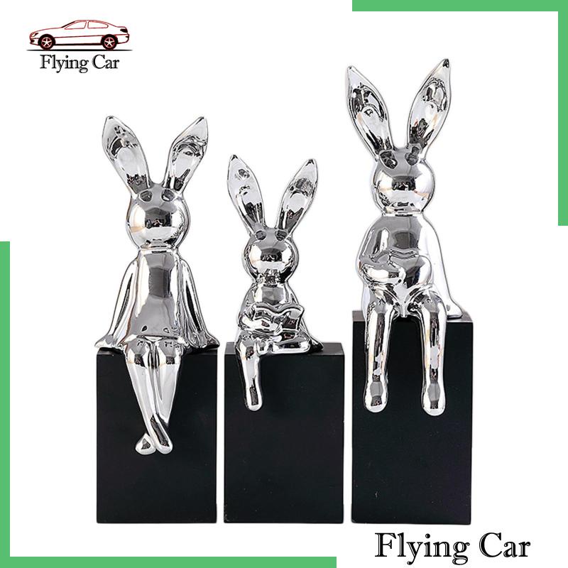 [Lzdjfmy2] 3 Tượng Thỏ Gia Đình Trang Trí Phòng Ngủ