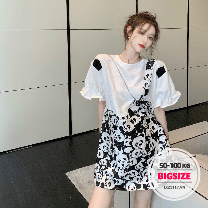 Váy đầm nữ Bigsize Đầm thun suông tay ngắn cổ tròn hoa nhí mùa hè Phong cách Hàn Quốc Thời Trang đẹp