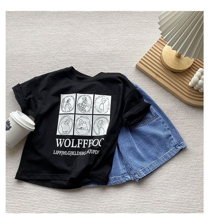 Áo Thun 100% cotton Tay Ngắn Thoáng Khí In Họa Tiết Hoạt Hình Dành Cho Trẻ Em