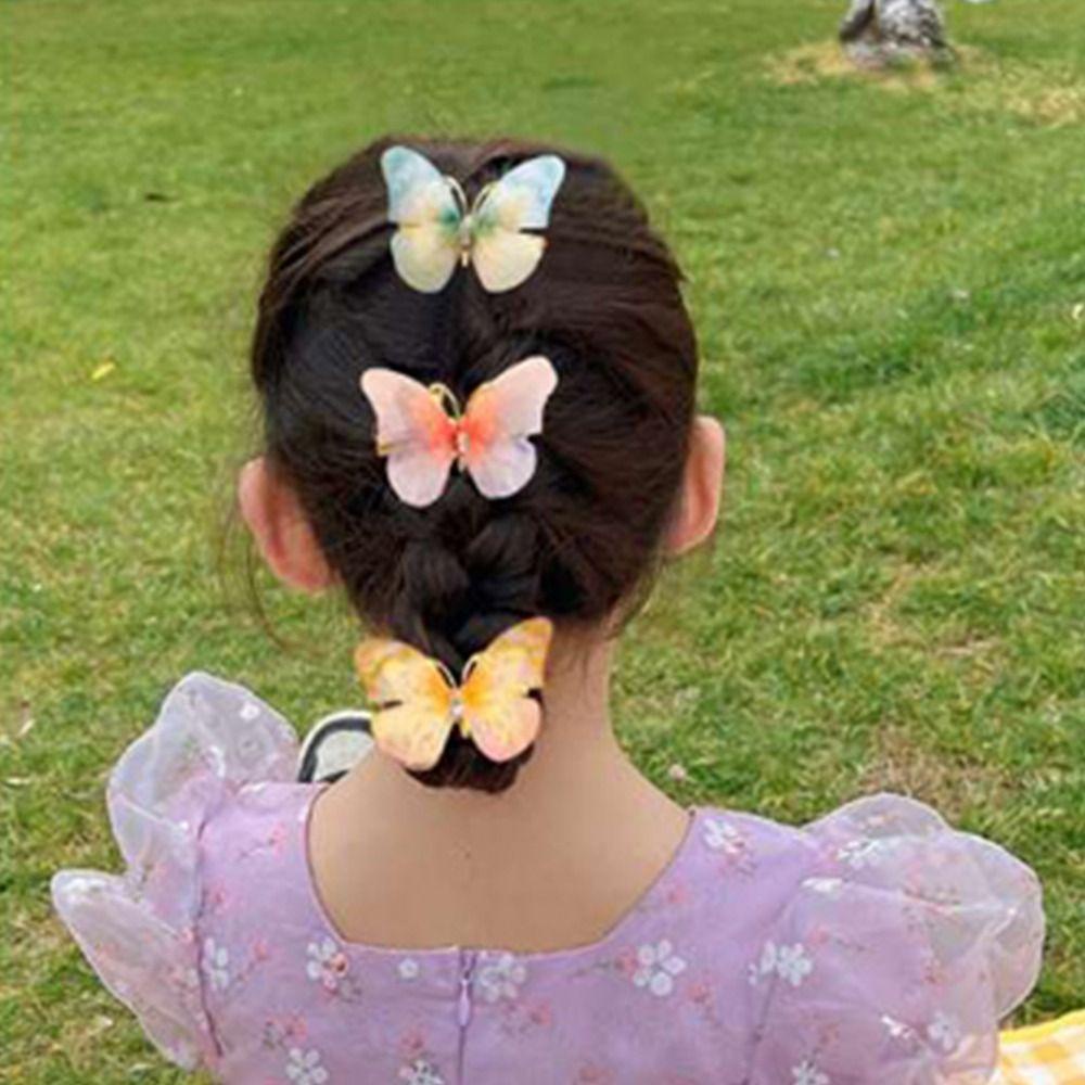 Bộ Kẹp Tóc Hình Bướm Hoạt Hình Bằng Hợp Kim Dễ Thương Dành Cho Bé Gái