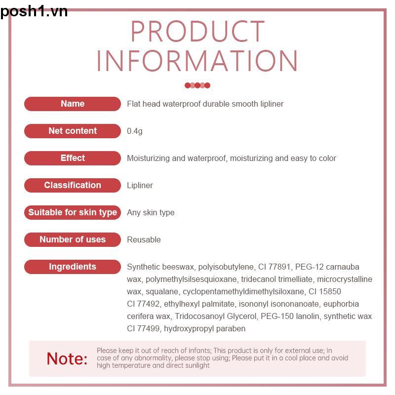 💌Chì Kẻ Viền Môi 3D Kháng Nước Lâu Trôi Tự Nhiên 5 Màu Sắc