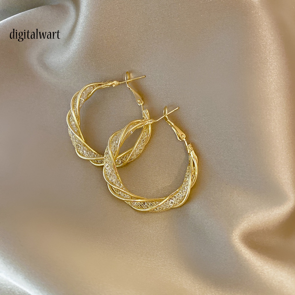 Kỹ Thuật Số| 1 Đôi Bông Tai Kim Loại Dạng Vòng Xoắn Hình Học Lớn Thời Trang